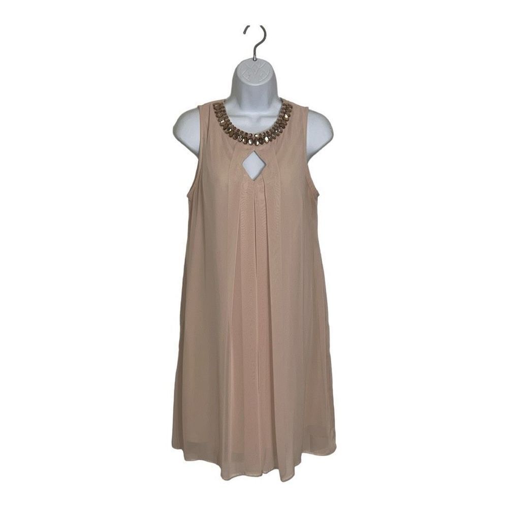 Db established 1962 Solid blush Fold Pleated Keyhole Back Dress